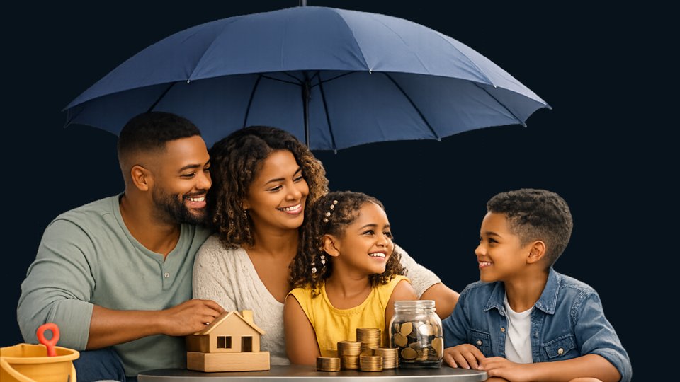 Minority family reviewing household protection and financial risk planning.